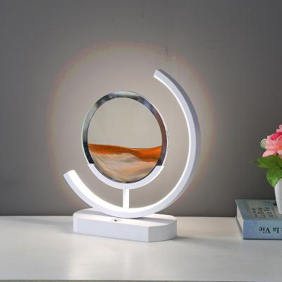 China Modern Dynamic Moving Overflowing Remote Control Moving Sand Art Sands Lamp Dimmable 3D LED Sand Painting Picture Table Desk Lamp for sale