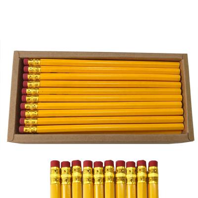 China Promotional pencil wholesale HB standard yellow pencils with eraser, professional office and school pencil in bulk. / for sale