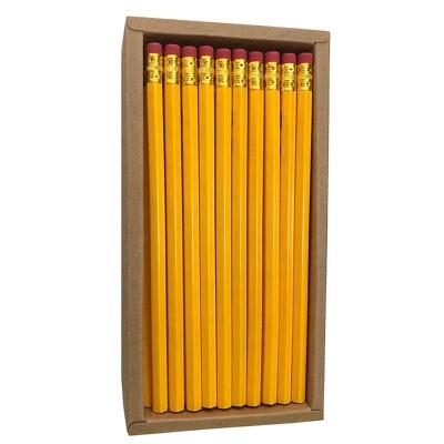 China Promotional Bulk Pencil Daubigny HB Pencil For Exams School Office Yellow Un-Sharpened With 7.5 Inch Rubber Standard Pencil for sale