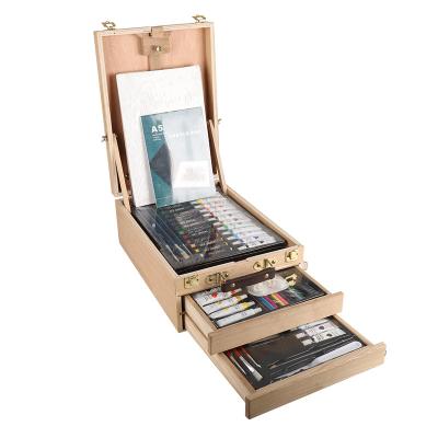 China Drawing Writing Complete Multilayer Wooden Box, Art Set For Kid With All Painting Tool Kit for sale