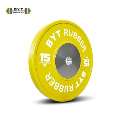 China Universal hot sale BYT weight gym standard cast barbell rubber bumper plate for sale