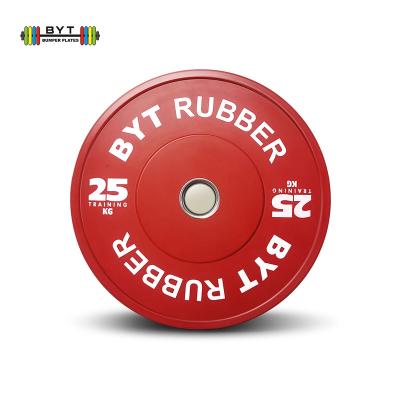 China Universal Color Rubber Bumper Plate Strength Gym Barbell Plates BYT Gym Powerlifting Weight Plate for sale