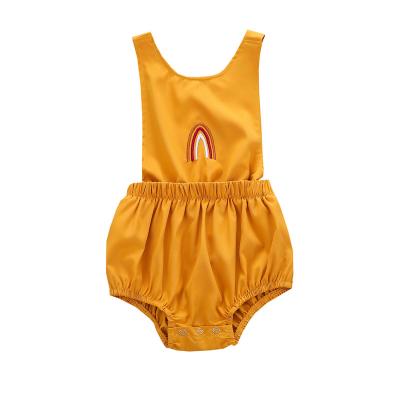 China Infants And Toddlers Cotton Style Infants And Toddlers Cotton Style Baby Summer Soft Romper Clothes Multicolor Sleeveless Orange Backless Suit for sale