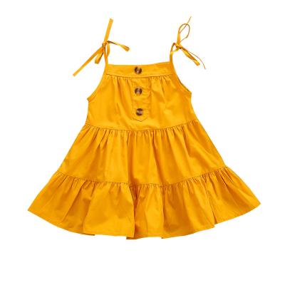 China 2022 Summer Popular Washable Soft Organic Beach Cotton Halter Simplicity Desgin Baby Kids Dress Popular Sleeveless Clothing for sale