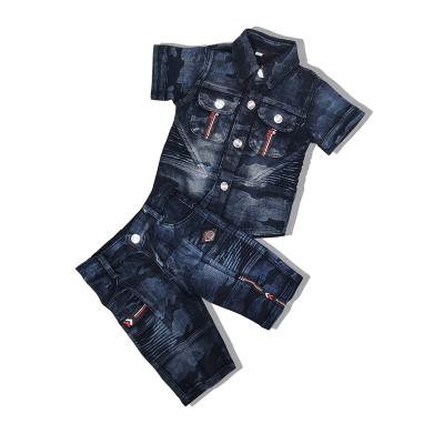 China Wholesale Fashion Summer Children Kids Clothes Short Sleeve Baby Jeans Boys Clothing Set Custom Spring Army Suit Fashion for sale