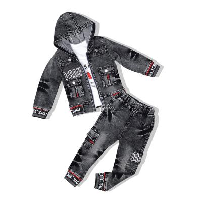 China Wholesale Kids Autumn Smart Casual Fall Winter Kids Clothes Long Sleeve Baby T-shirt Boys Clothing Set Spring Denim Quantity Suit Set for sale