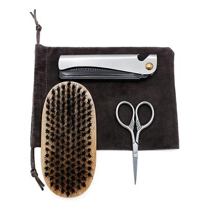 China Custom Salon Amazon Hot Sale Logo Comb Beard Grooming Kit For Men for sale