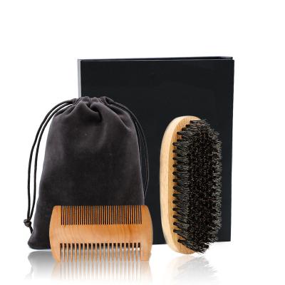 China Beard Care Kit Beech Wood Beard Groom Brushes and Combs Beard Grooming Kit with Comb for sale