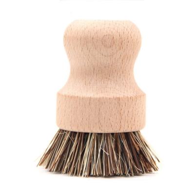 China Bamboo Nature Palm Dish Brush Eco-Friendly Tampico Sustainable Fiber or Beech Wood Bowl Cleaning Brush for sale