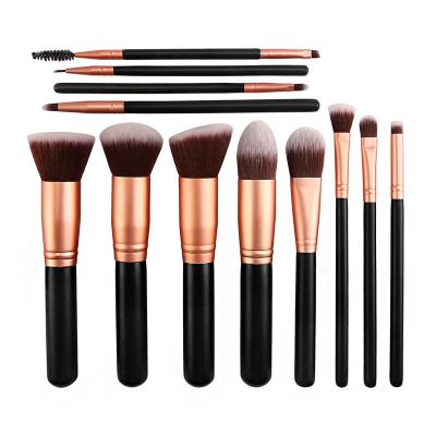 China Angular Blush Travel 12pcs Professional Vegan Powder Foundation Makeup Brush Set Makeup Tool Kits for sale