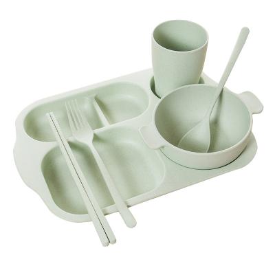 China Sustainable Environmental Friendly Plastic Six-Piece Dinnerware Set For Kids for sale