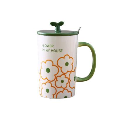 China Flower Running Creative Mug Cartoon Stocked Ceramic Coffee Mug for sale