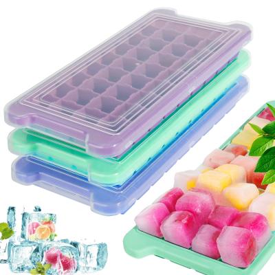 China Sustainable Silicone Ice Cube Trays Ice Trays Silicone Ice Cube Mold With Removable Flexible Lid for sale