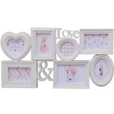 China PVC New Product Listed Manufacturers Direct Sales LOVE European Photo Frame Combination Seven Hole Wall Photo Wall Frame for sale