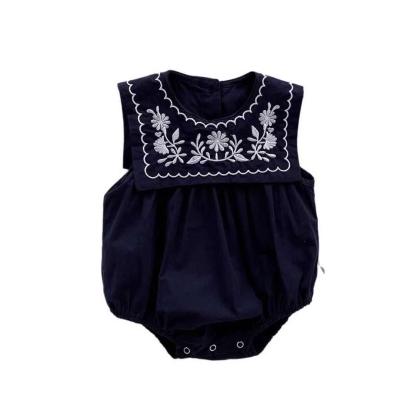 China Sleeveless Cotton Summer Slim Baby Harpy Embroidered Square Collar Onesie for sale