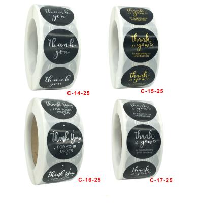 China Amazon Waterproof Hot Selling Thank You Stickers Rolls in Gold and Silver for Gifts Sticker Baking Labels for sale