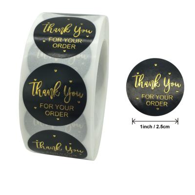 China Waterproof Thank You Sticker 500 Black Round Self Adhesive Stickers Custom Gifts Set Decoration Stickers for sale