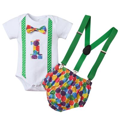 China Cotton Cartoon Printed Short Sleeve Onesies For Babies In Two Pieces for sale