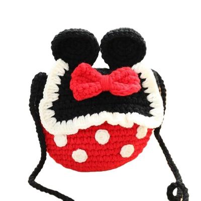 China Custom Fashoion DIY Kids Cute Little Crocheting Knitted Cross - Mickey Mouse Body Shoulder Bag for sale