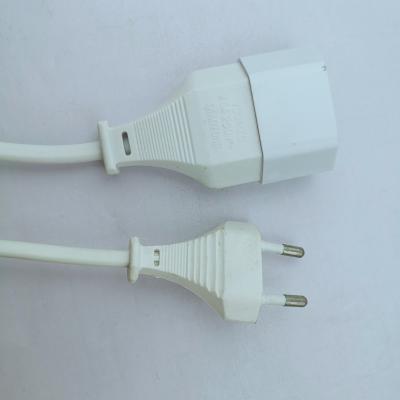 China European Standard Home Appliance 2 Pin Extended Power Cord , European Two-Core Plug Socket Power Cord for sale