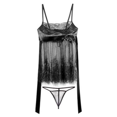 China Two-piece suit of big suspender eyelash lace lingerie transparent sexy sexy skirt underwear for sale