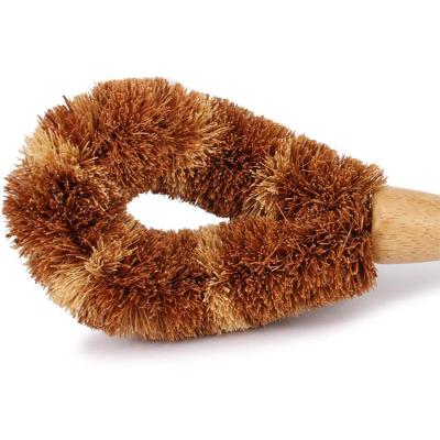 China Sustainable New Design Kitchen Pot Brush With Wooden Handle Coconut Sisal Dish Brush for sale