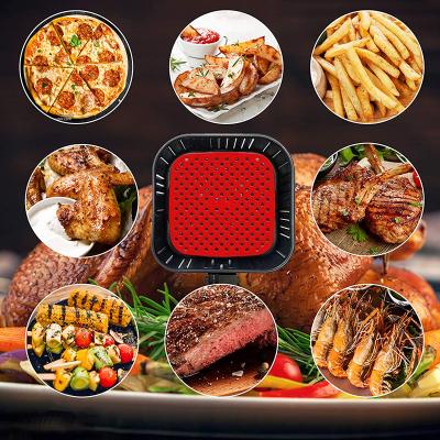 China Amazon Viable Hot Selling Mat Silicone Pot Air Fryer Liners Round Shape Honeycomb Round Shape Air Fryer Heavy Duty Pad for sale