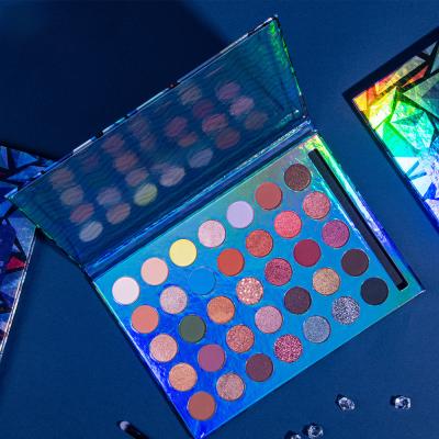 China OEM Wholesale Unique Waterproof Eyeshadow Palette Custom Shape Laser Eyeshadow Palette With Brush for sale