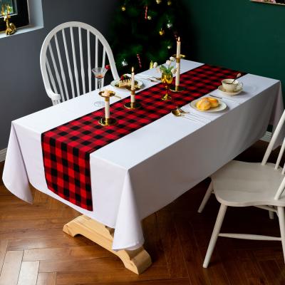 China Customized Durable Modern Red And Black Checkered Dining Table Runners Christmas Decoration for sale