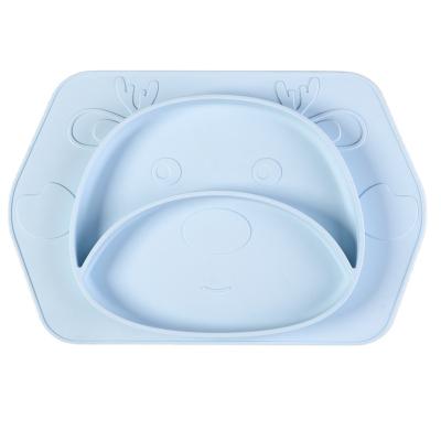 China Modern Hot Selling 100% Food Grade Silicone Non-Slip Silicone Dish Kids Dinner Dish Silicone Baby Animal Dishes for sale