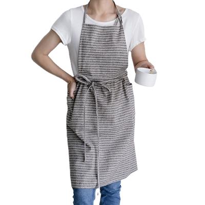 China Eco - Friendly Customized Kitchen Reusable Cotton And Natural Korean Canvas Cooking Apron for sale