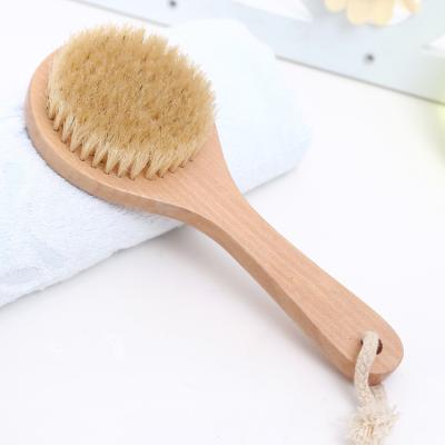 China EXFOLIATING Wholesale Bath Brush Natural Wooden Body Back Sweep Shower Back Cleansing Exfoliator Boar Hair Dry Brushing for sale