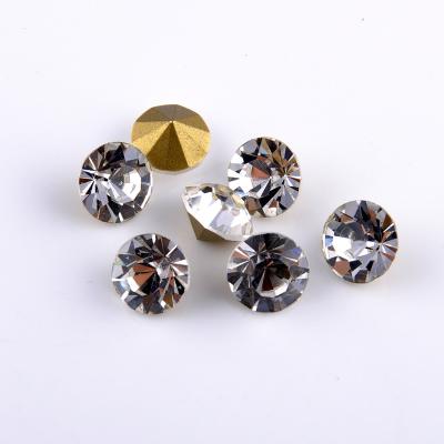 China Pointback Shinny Round Crystal Pointback Rhinestone Clear Rhinestone Glass Rhinestones for sale