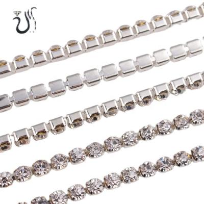 China Wholesale Silver Chain Crystal Stone Chain Banding Pointback Cup Decoration For Wedding Dress for sale