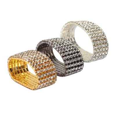 China Restaurant Gold Silver Crystal Rhinestone Napkin Ring For Sustainable Table Decoration for sale