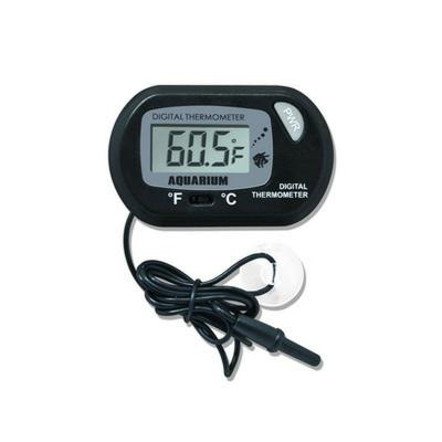 China Black Digital Thermometer Hygrometer Temperature Humidity Measure with Probe for Vehicle Reptile Mini Greenhouse Aquarium Fridge 58*37*16mm for sale