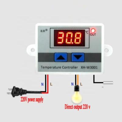 China XH-W3001 Digital Temperature Controller Thermostat 110-220V 12V 24V 10A Thermostat Control Switch with Probe XH-W3001 GYL013-01 for sale