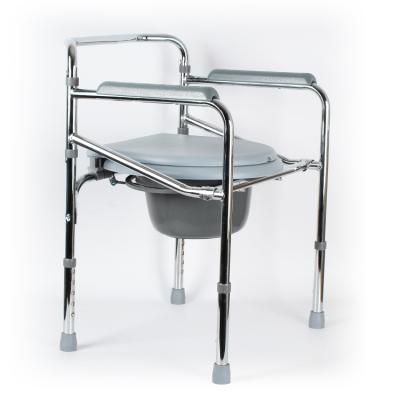 China With Foldable Toilet And Height Adjustable Chrome Plated Steel Commode Chair for sale