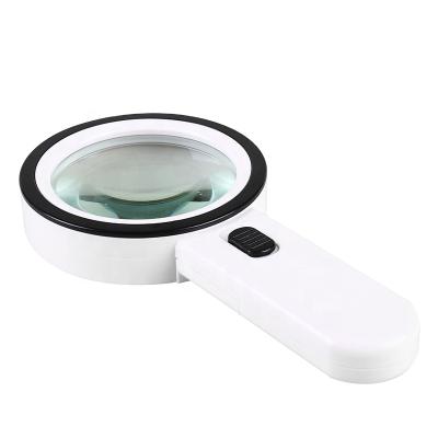 China High Power 30X Large 12 LED Handheld Magnifying Glass Illuminated Lighted Magnifying Glass For Seniors Reading, Inspection, Jewelry, Explorer for sale