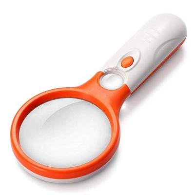 China 3 LED Light 3X 15X Plastic Handheld Magnifying Glass Reading Magnifier Lens Jewelry Magnifying Glass for sale