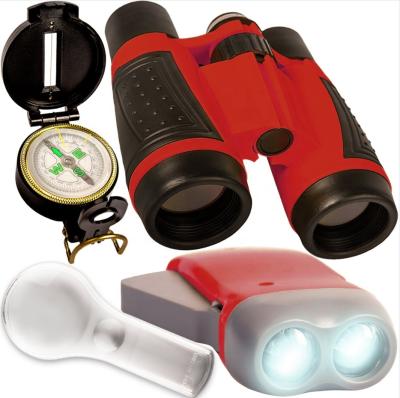 China Multifunctional binoculars set for kids outdoor explorer kit include magnifying glass and flashlights for sale