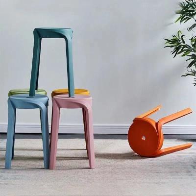 China Hot Selling Creative Household Storage Multifunctional Plastic Round Chair Stool Stackable Stool for sale