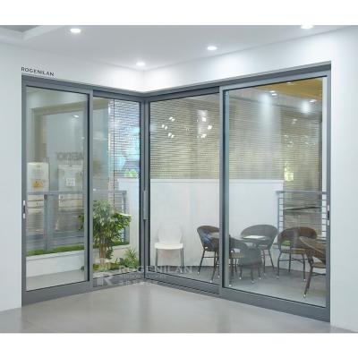 China Modern Customized Aluminum Profiles Sliding Tempered Glass Corner Sliding Doors Room Dividers Interior for sale