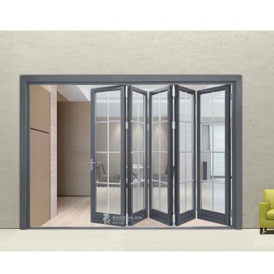 China Grill Modern Design Decorative Glass Aluminum Storm Doors China Supplier Folding Door for sale