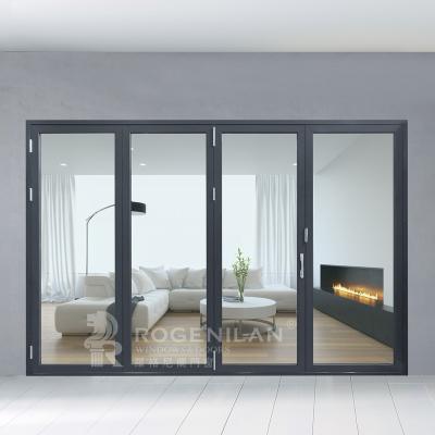 China Aluminum And Glass Panel 3 Exterior Doors Windproof Accordion Metal Folding Doors for sale