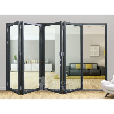 China Heat Insulation Aluminum Bi Folding Door Folding Patio Doors Folding Exterior French Doors for sale