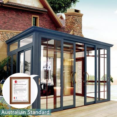 China Modern aluminum profile tempered glass sunrooms australia door for sale