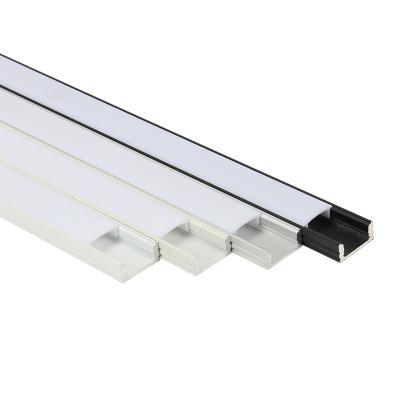 China Transparent Clear Frosted Silver Black Anodized Aluminum Diffuser Profile Extrusion Construction Channel For LED Strip Light for sale