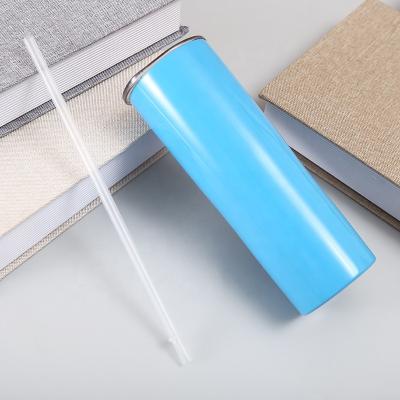 China Viable Hot Sale Colorful Double Walled Vacuum Insulated Tumbler With 20 oz Stainless Steel Sliding Lid And Plastic Straw for sale