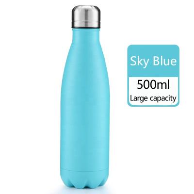 China 2022 New Business Style Custom Logo Double Wall Portable Stainless Steel 500Ml Water Bottle With Lid for sale